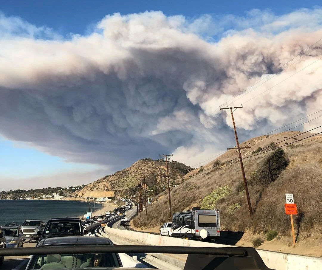 Photo courtesy of wikipedia.com. Residents evacuate Malibu, CA.