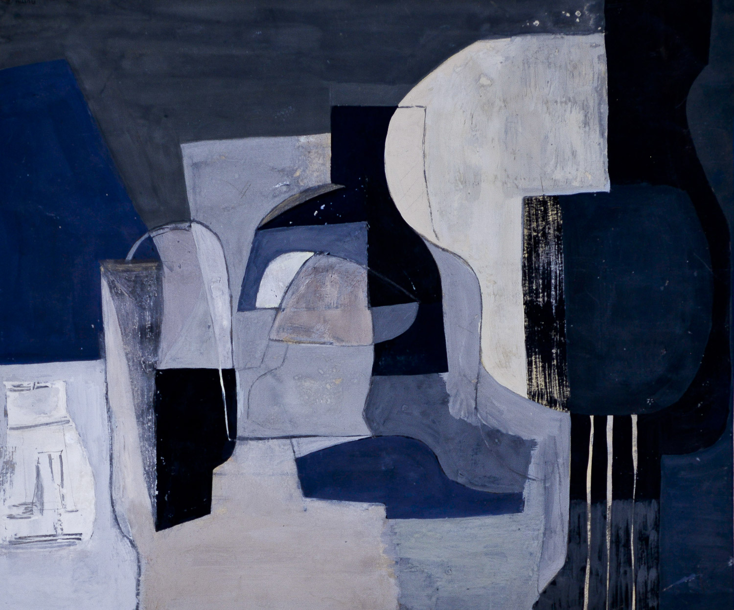 Abstract Black, Blue and White Still Life