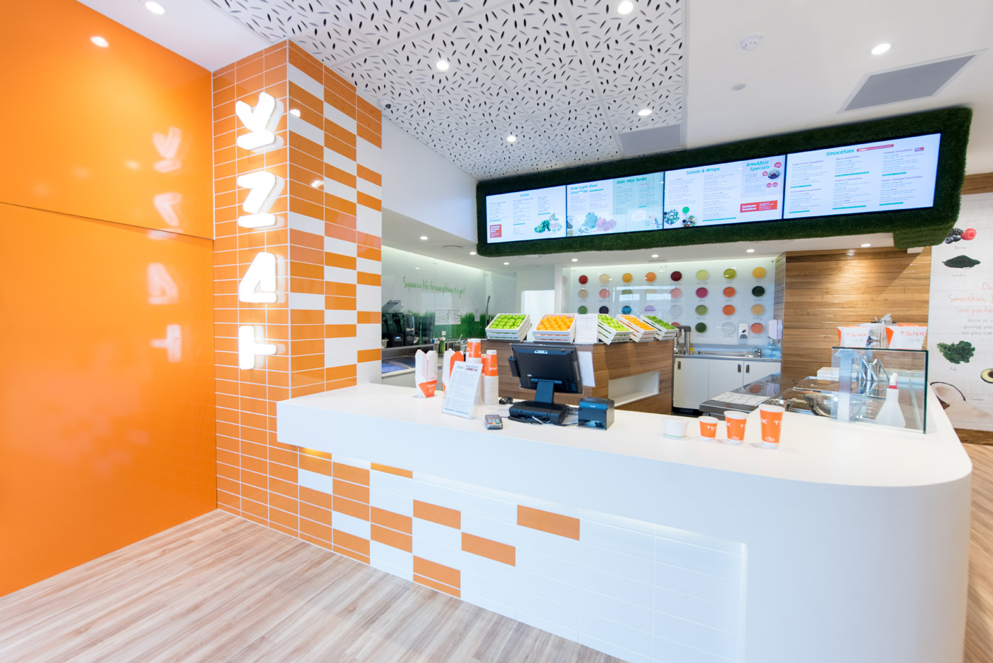 Signage: menu design, wall graphics design, print management