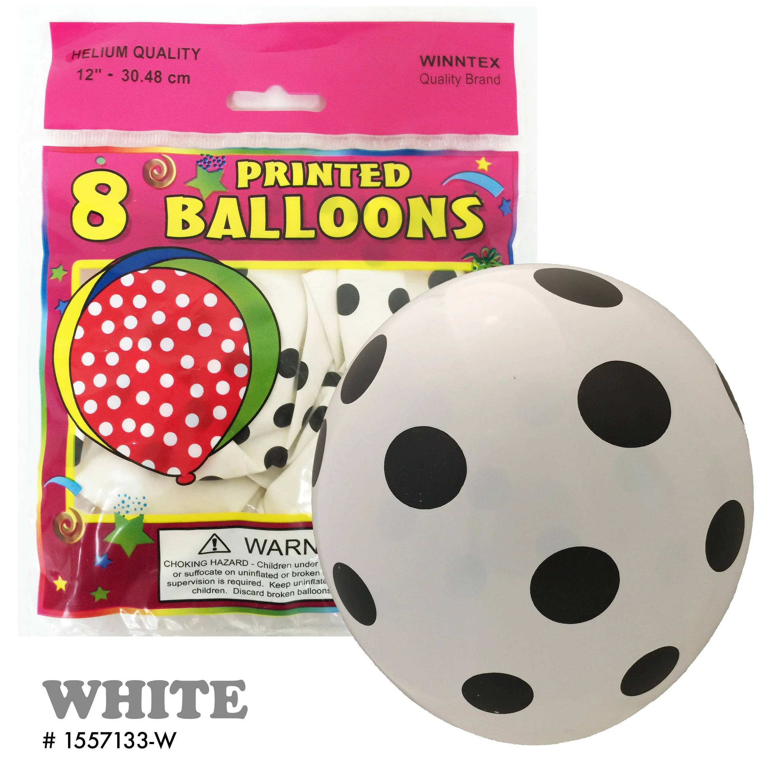8CT WHITE POLKADOT LATEX