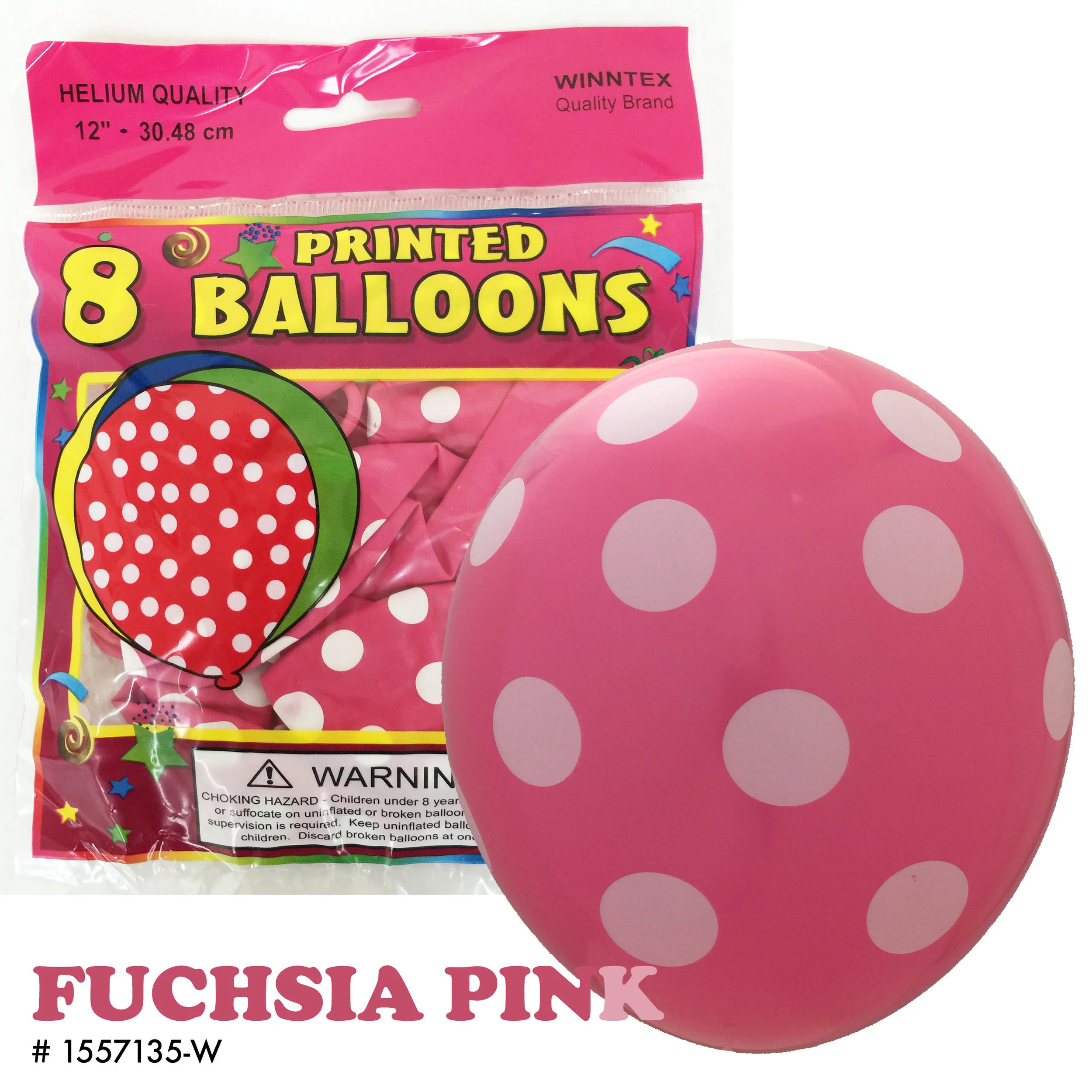 8CT HOT PINK POLKADOT LATEX