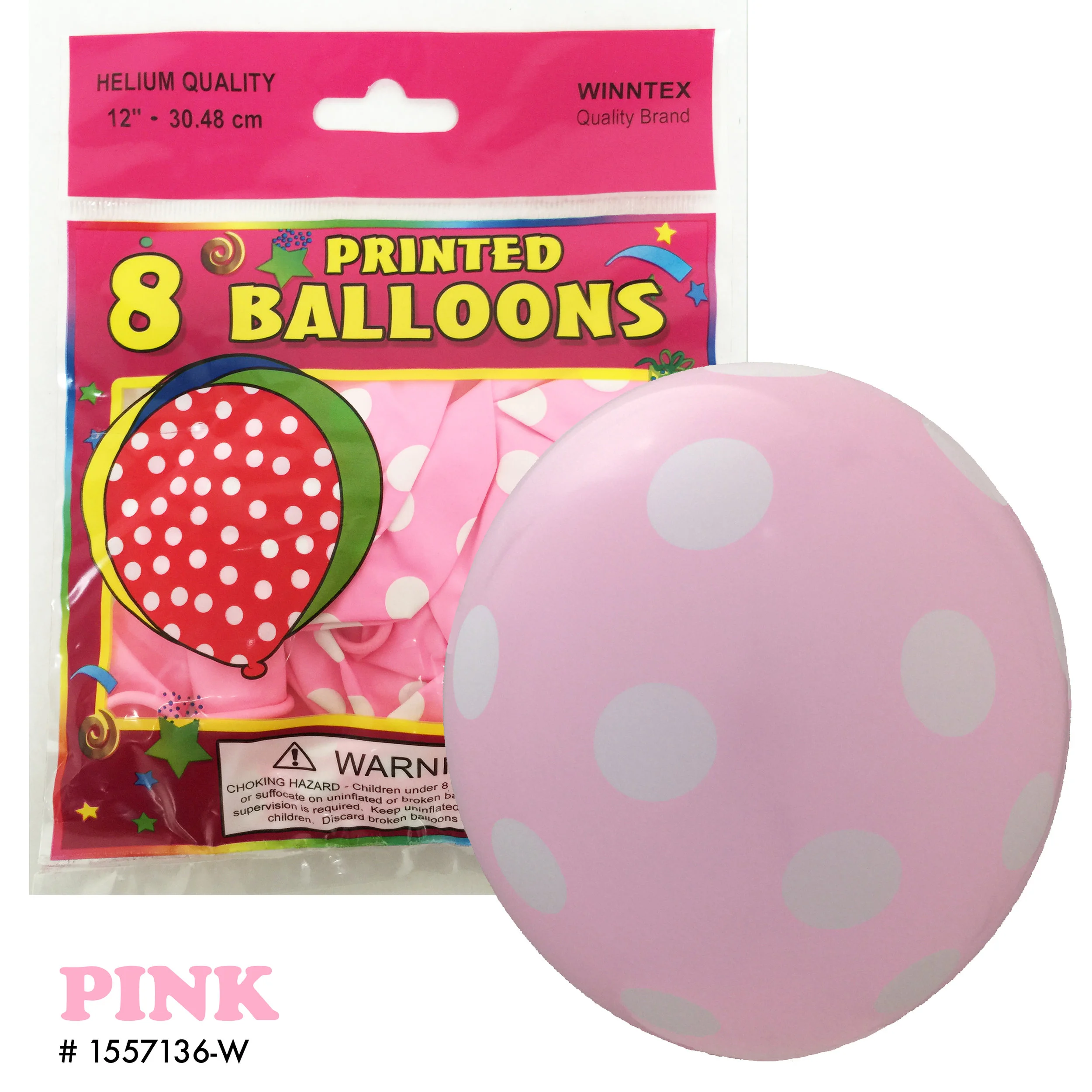 8CT LT. PINK POLKADOT LATEX