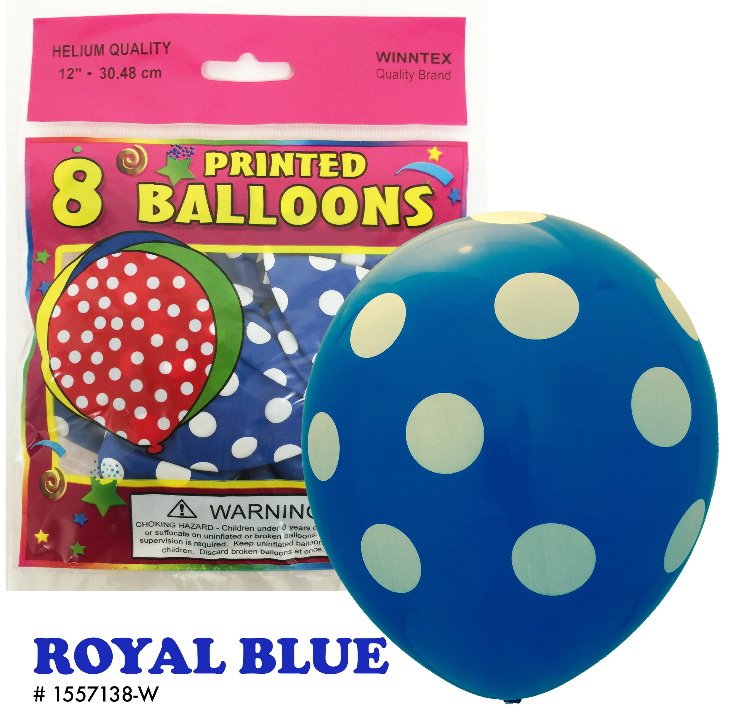 8CT ROYAL BLUE POLKADOT LATEX