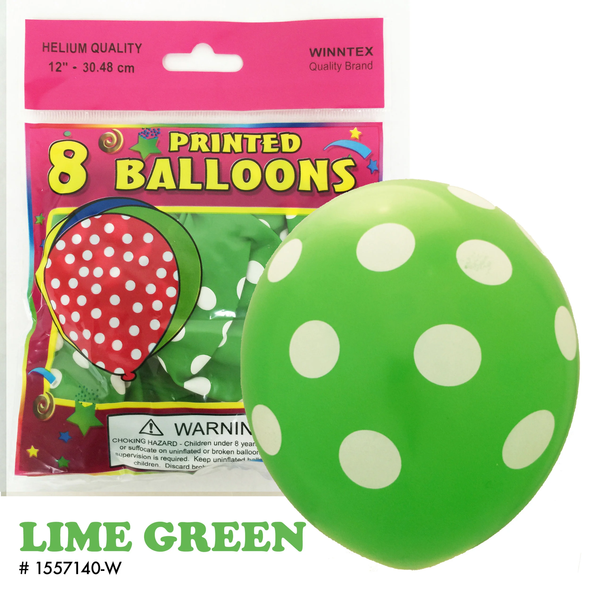8CT LIME GREEN POLKADOT LATEX
