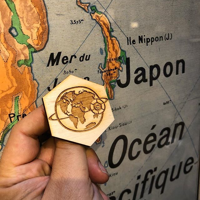 The GLOBALL Rover is currently in Japon. Who doesn&rsquo;t like old maps? Featured here with the new pin. #wheresgloball #coddiwomple #laseretching #frenchstuff #lasercutting #oldmaps