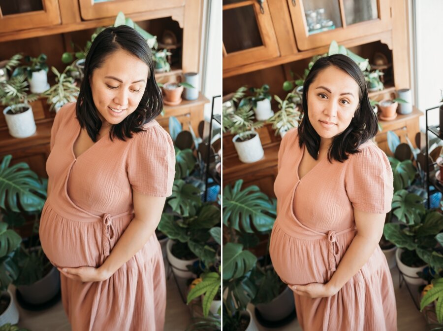 EAST BAY IN HOME MATERNITY PHOTOGRAPHER PHOTOGRAPHY PLANT PHOTOSHOOT BEFORE AFTER 3.jpg