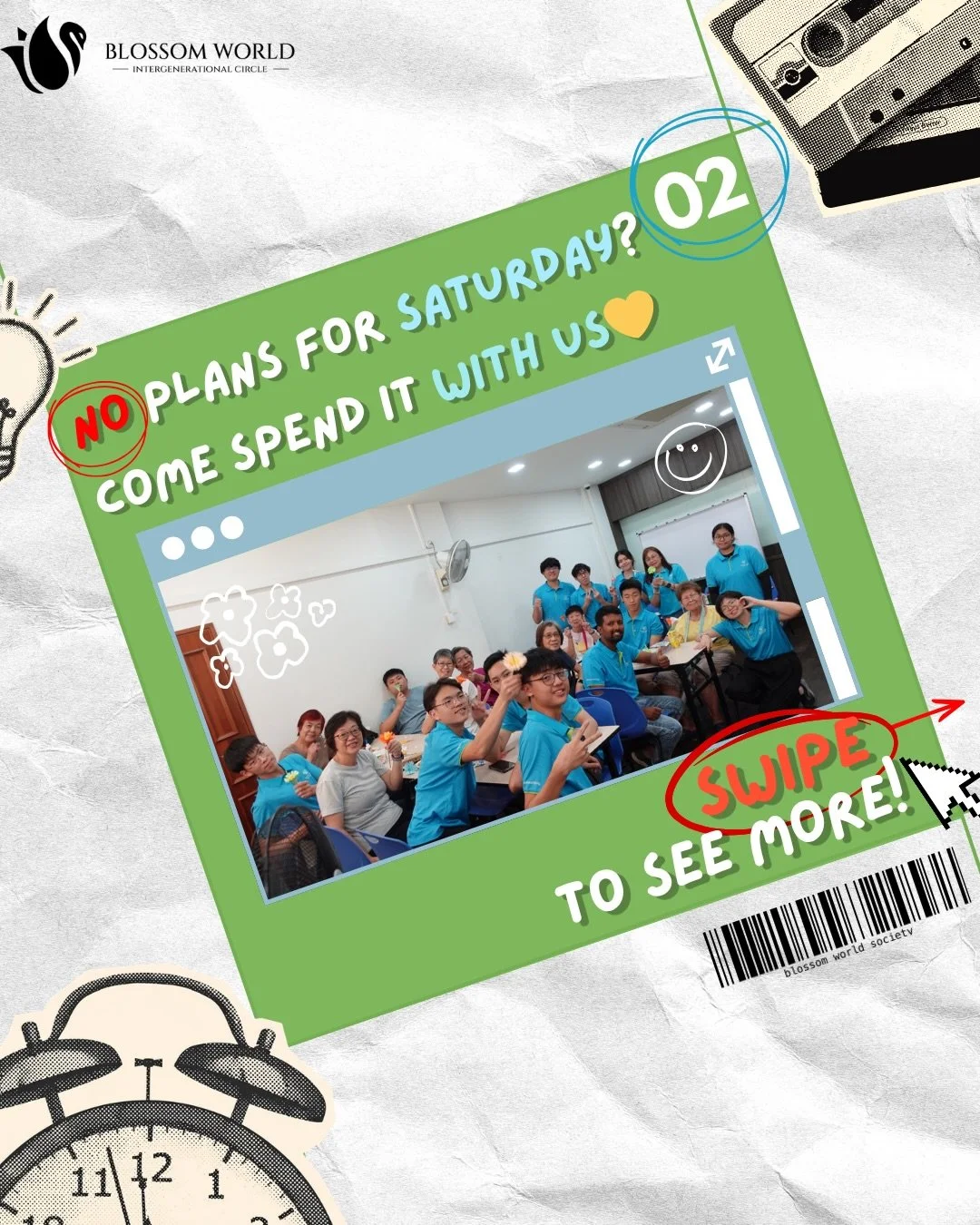 No plans for Saturday? 💛

It&rsquo;s not just about the activities &mdash;
it&rsquo;s the conversations, the laughter, and the moments shared across generations.

At Blossom Intergenerational Circle, we&rsquo;re building a space where everyone feels