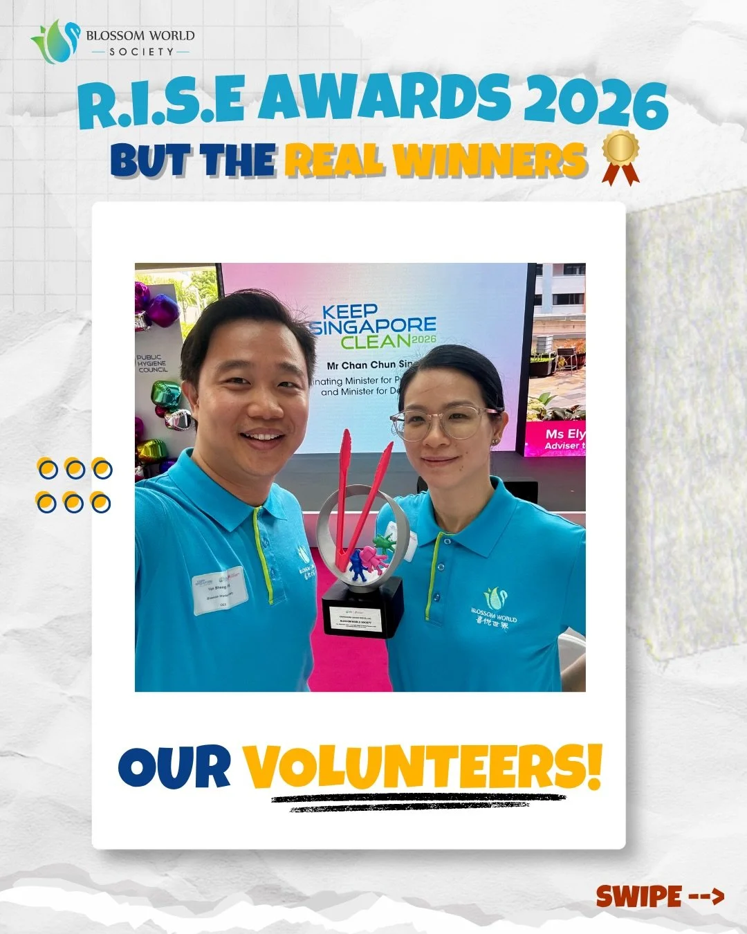 The R.I.S.E. Award 2026 goes to&hellip; our volunteers. 🏆🌱

This recognition from PHC&rsquo;s Keep Singapore Clean movement belongs to every person who showed up to our Blossom Conscious Living cleanups &mdash; at the coastlines, in the neighbourho