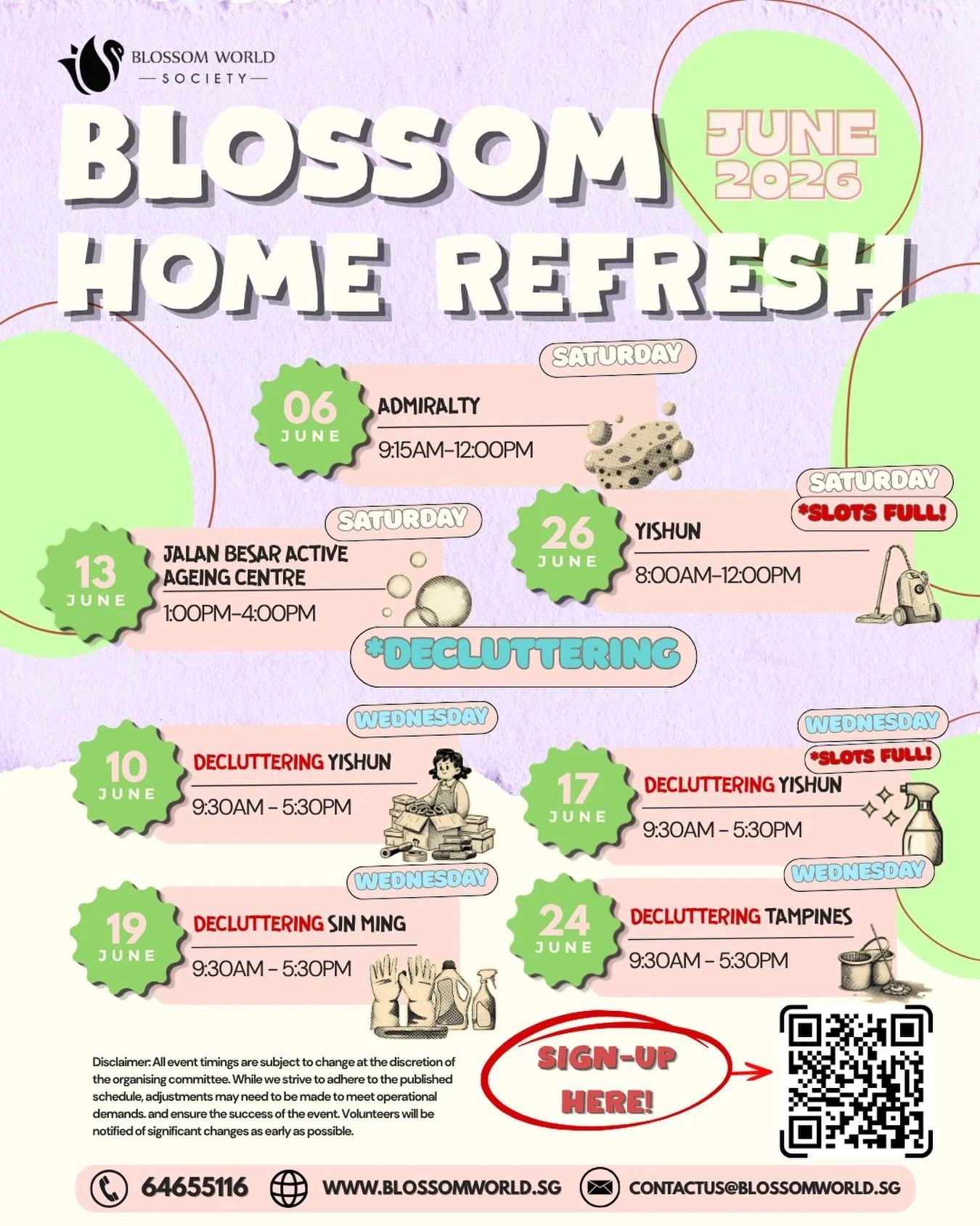 🏠 BHR &mdash; Blossom Home Refresh

A little help can go a long way 💛✨
Join us at Blossom Home Refresh as we support seniors by refreshing and cleaning their living spaces together 🧹🤍

No prior skills needed &mdash; just teamwork, kindness, and h