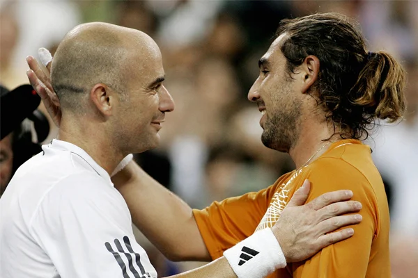Andre Agassi and Marcos Baghdatis, US Open 2006 (Getty images)