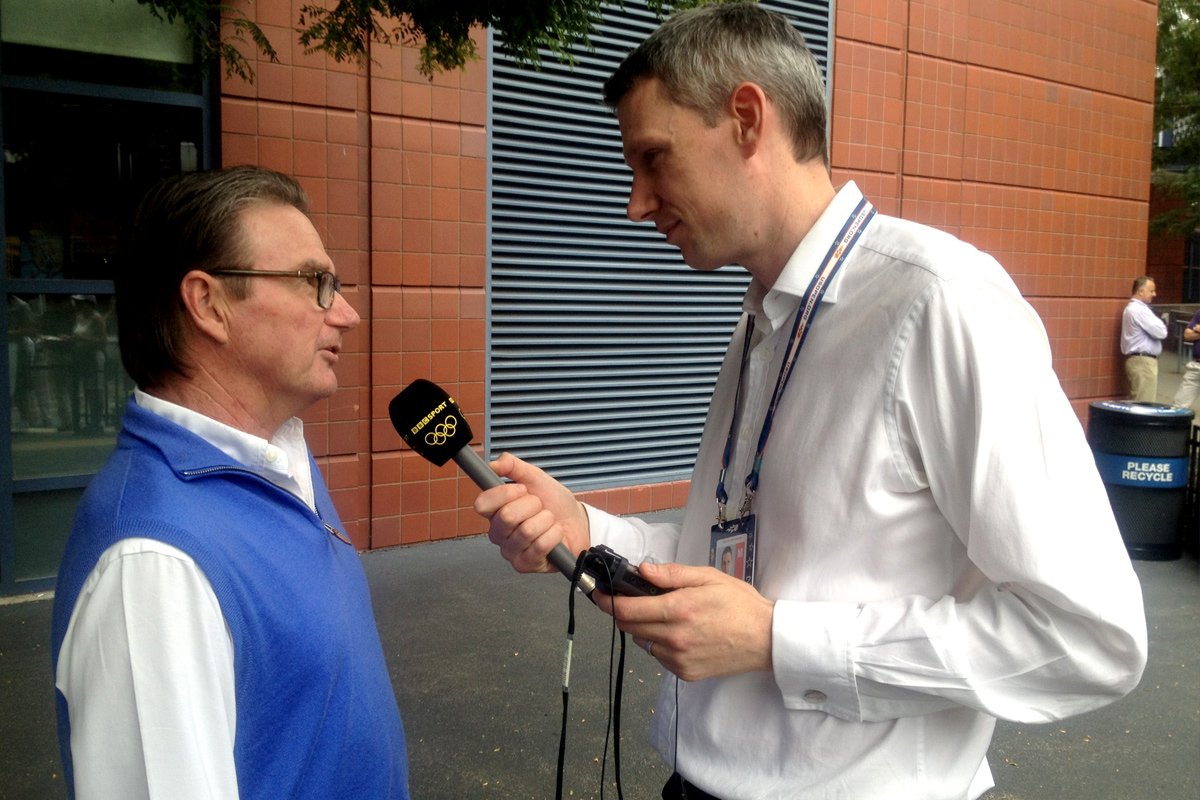 US Open 2012. David interviewing Jimmy Connors for BBC Radio 5 Live.