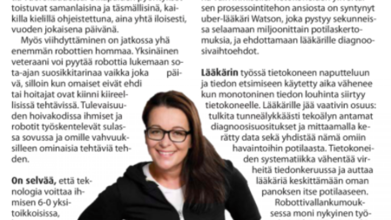 Robotiikkaa ja tunneälyä, kirjoittaa Eeva Kiuru Oululehden kolumnissaan