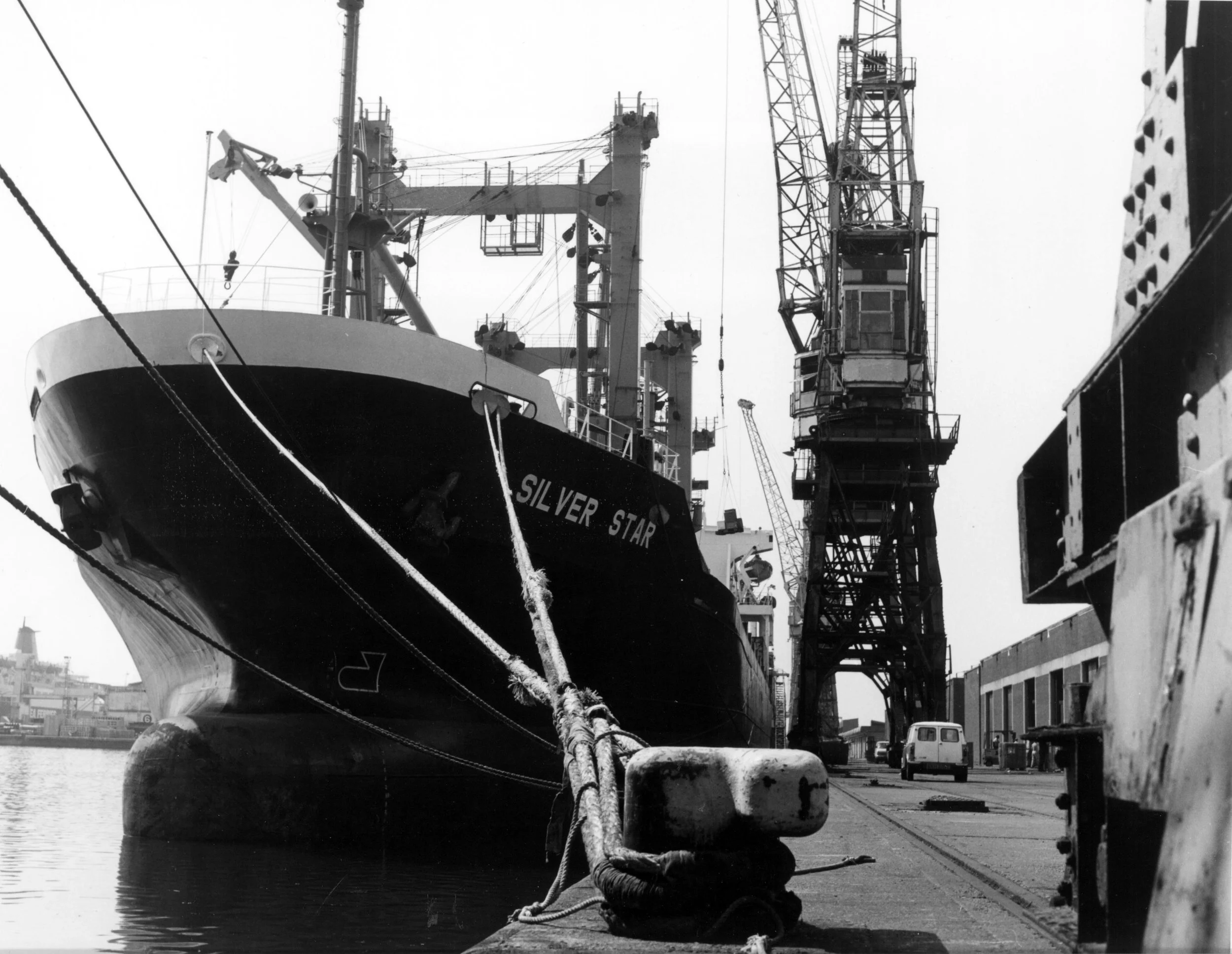 M.V. 'Silver Star' loading cargo to West Africa. King George Dock, Hull. Photographer - unknown Commissioned by ABP.