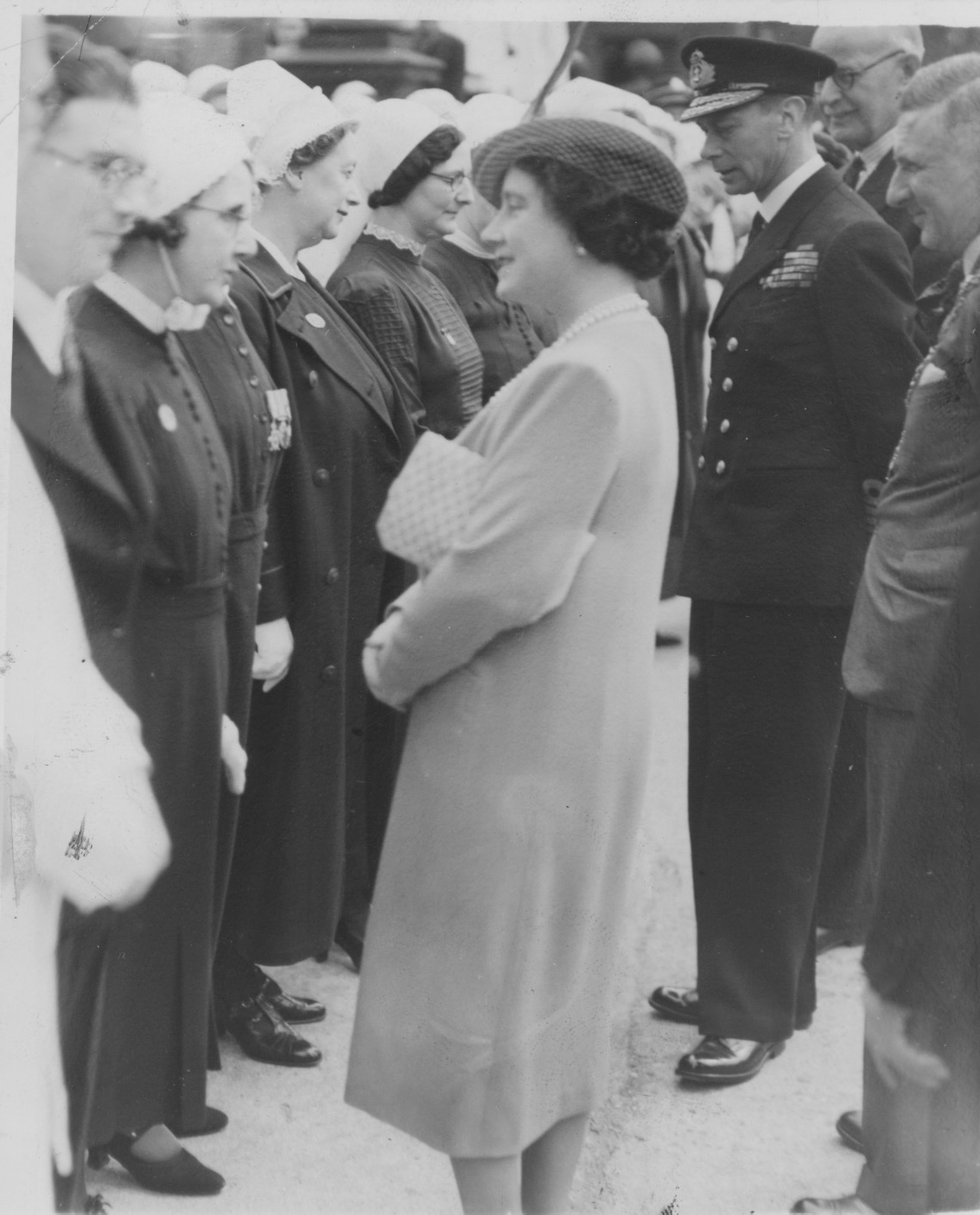 The King and Queen talking to matrons of the various Hull hospitals, 1940’s.