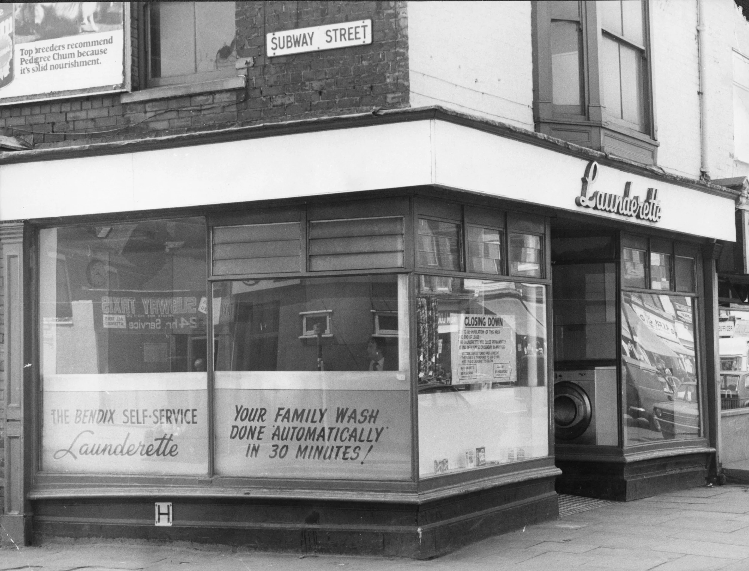 Bendix Coin-op at the corner of Subway Street, first in Hull, closing 14-05-1981. Commissioned by Hull Daily Mail.