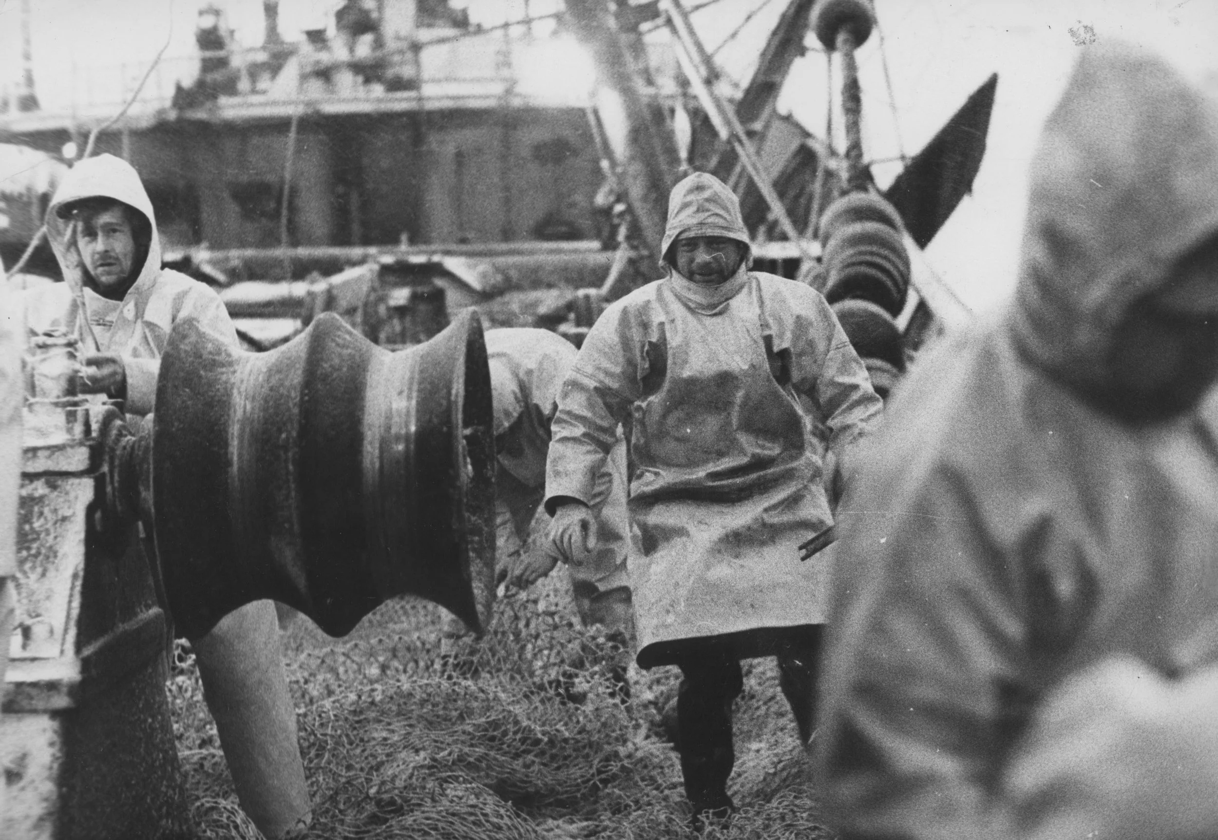 Mate Paul Wheeldon at the winch of the trawler Ross Otranto off Iceland, 1970’s. Commissioned by Hull Daily Mail.