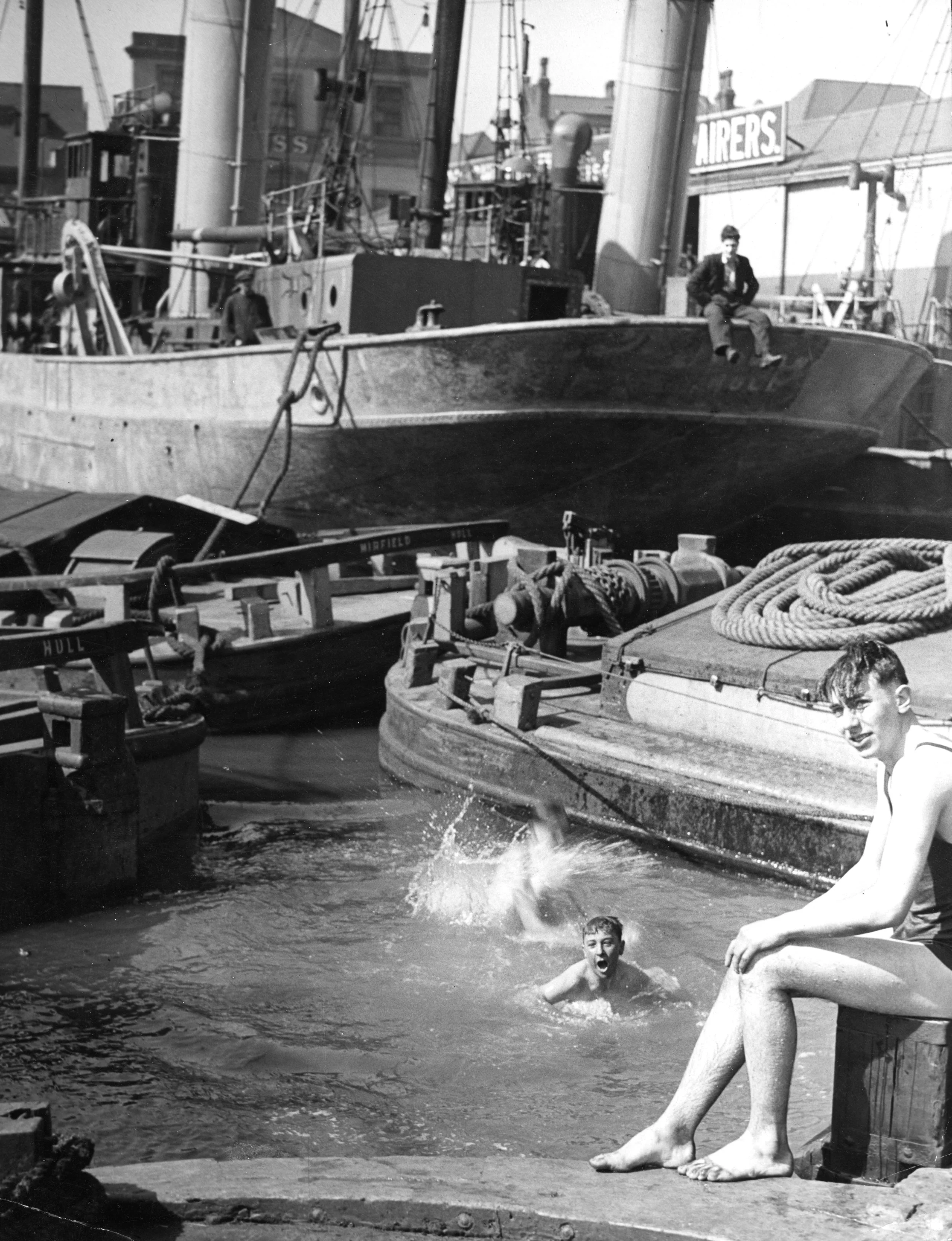 Swimming in Princes dock. Commissioned by Hull Daily Mail.
