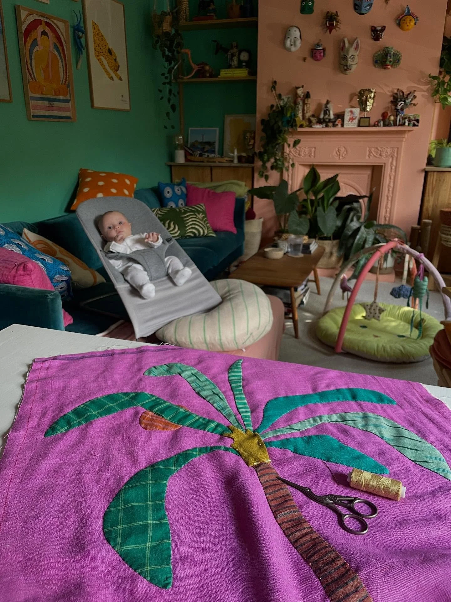 F O R  J U N I // Picked up the exact colour fabric I wanted from @clothhouse_studiolondon for a new big appliqu&eacute; piece for Juni&rsquo;s room. It&rsquo;s got lots of animals to be added (of course) and will probably take me some time to finish