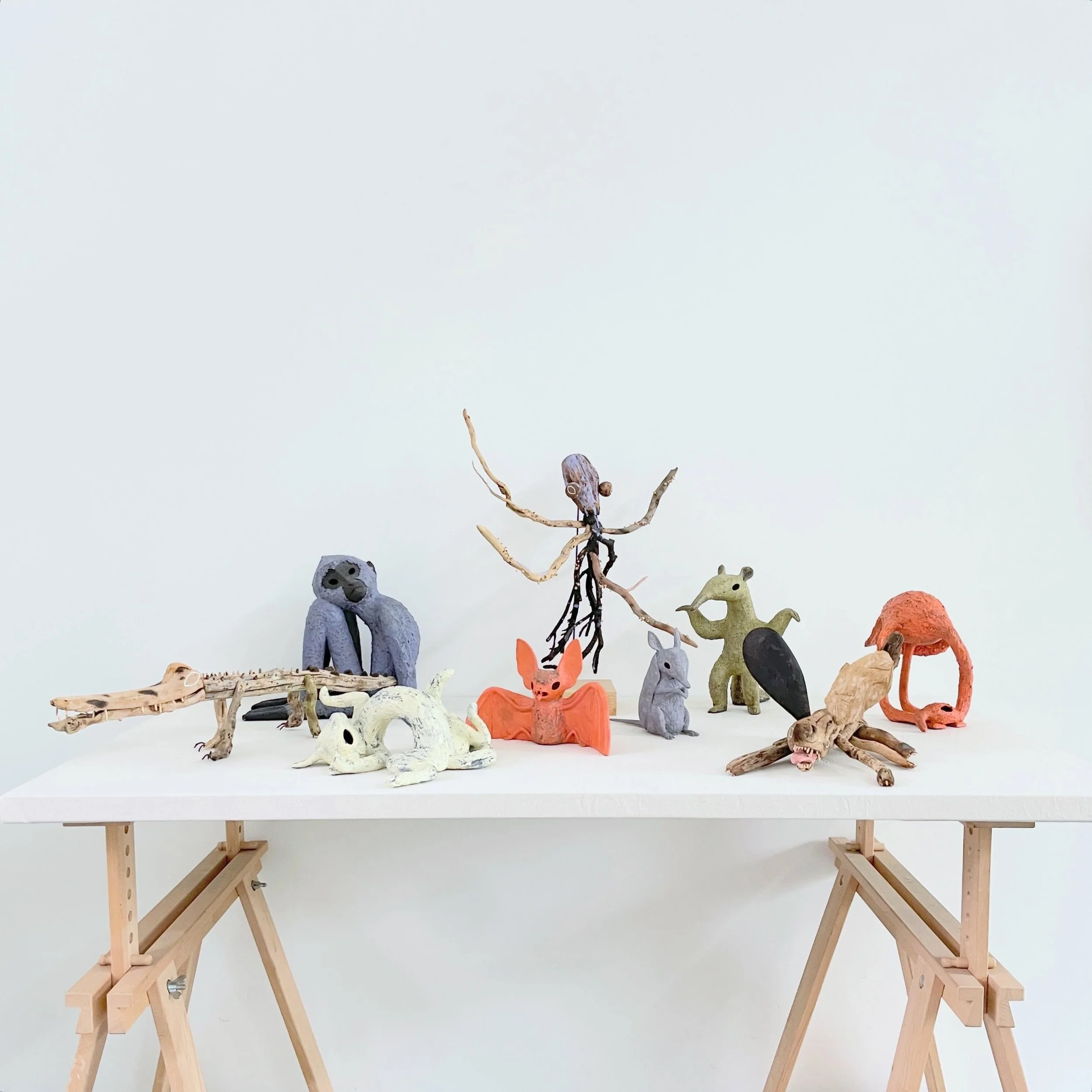 E X H I B I T I O N // The full gang of ceramic and wooden animals on display @winns_gallery for @walthamstowarttrail. Catch them 11-5pm daily until next Sunday, 14th June. 

I&rsquo;m showing with the artists from Lloyd Park Studios:
@andreahumphrie
