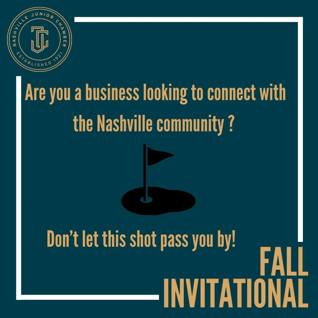 🚨 LAST CALL for Sponsors! 🚨

Nashville businesses: this is your final tee-off to be part of the Nashville Junior Chamber Fall Invitational on October 24th at Greystone Golf Club 🏌️&zwj;♂️✨

📣 Showcase your brand in front of Nashville&rsquo;s top 