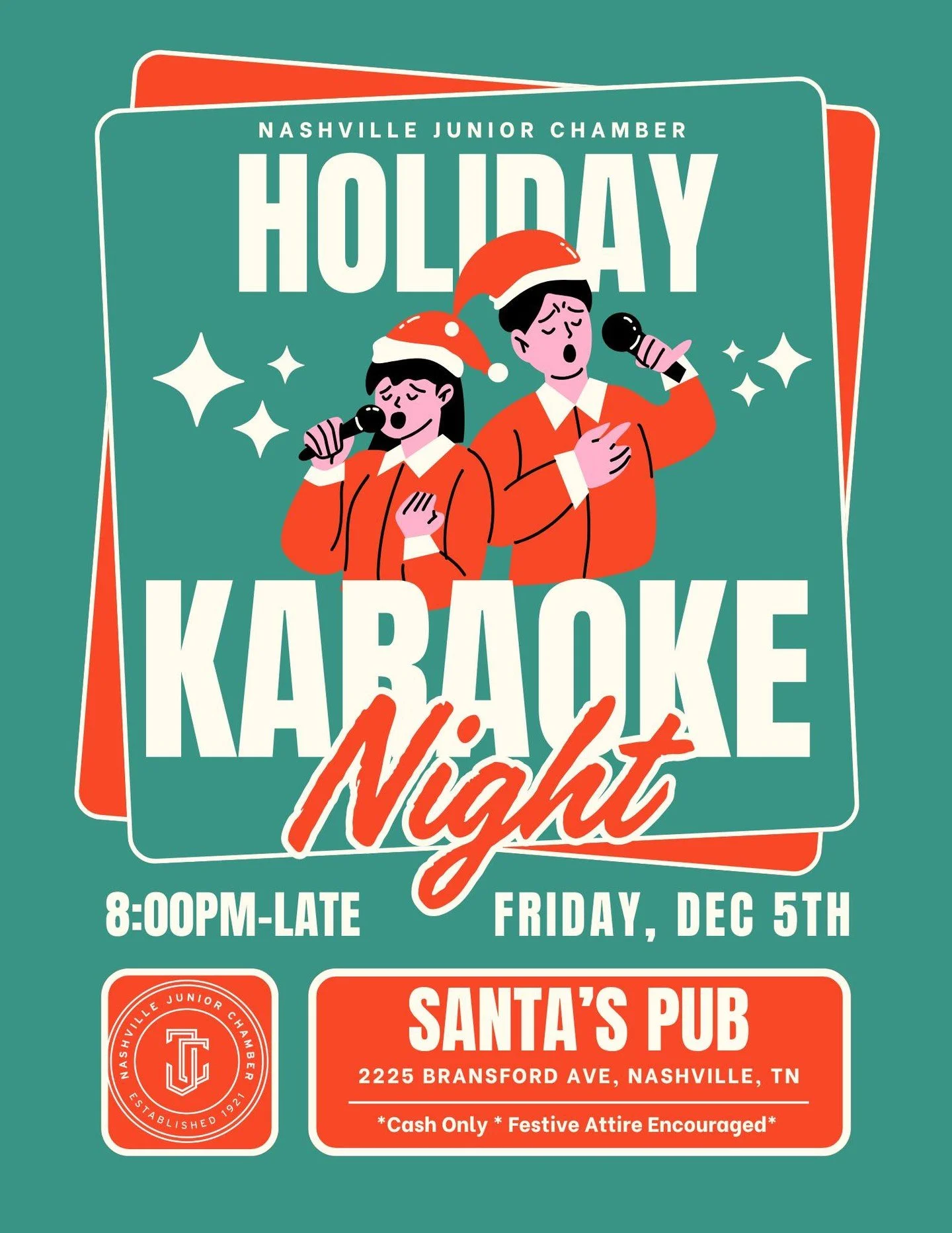 We're one month away! Join us for our annual NJC Holiday Night - Friday, December 5th @ 8PM!

Ugly sweaters and festive fits encouraged. Let&rsquo;s sing, laugh, and jingle all night long! ✨🎅

Reminder that Santa's pub is cash only. Santa loves the 