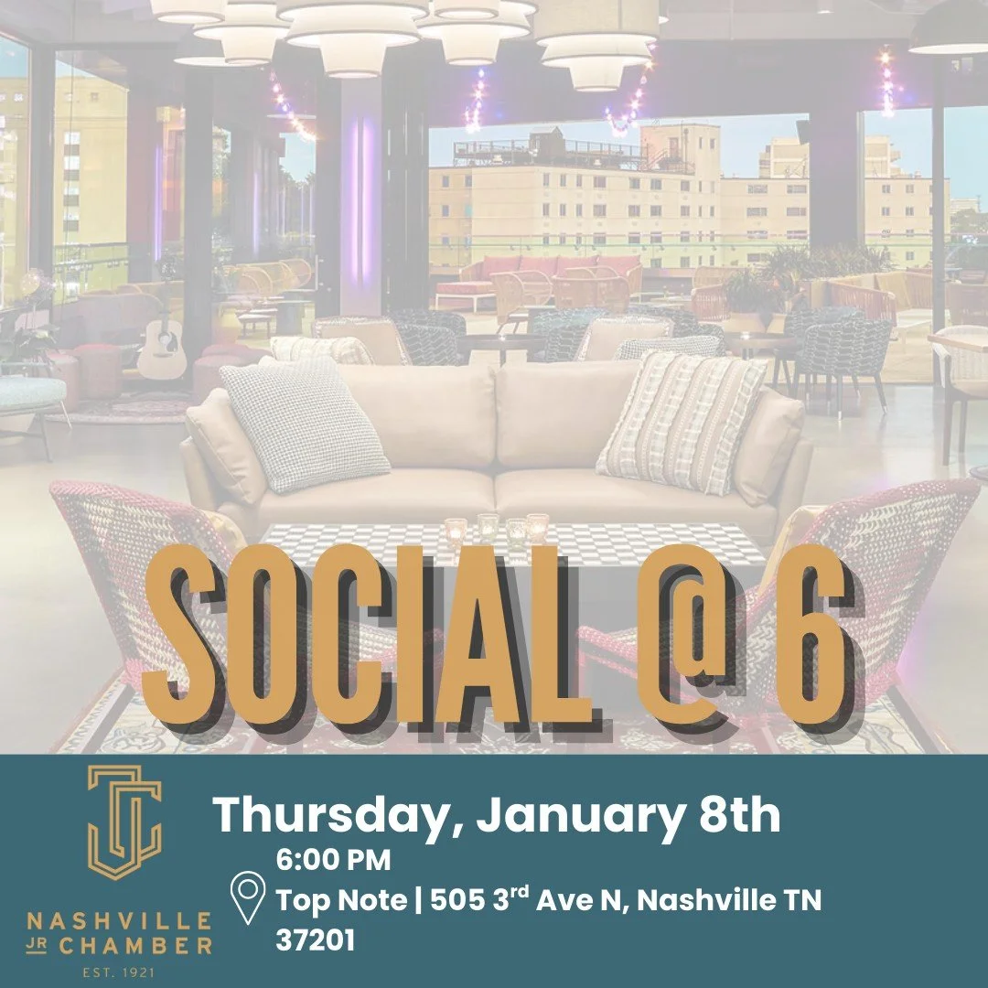 🎶 January Social at Six
📅 Thursday, January 8th | 6&ndash;8 PM
📍 Top Note, Nashville

We&rsquo;re kicking off the year at Top Note &mdash; an elevated cocktail lounge made for good conversation and better drinks. 🍸

Expect a moody, intimate setti
