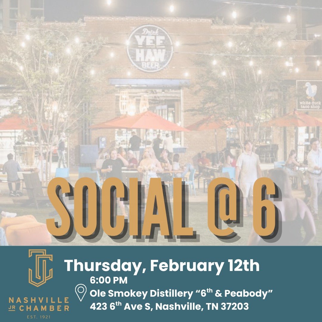 🥃Midweek Social at Ole Smoky
📅 Thursday, February 12th | 6&ndash;8 PM
📍 6th &amp; Peabody, Nashville

We&rsquo;re switching it up this February with a night at Ole Smoky&rsquo;s 6th &amp; Peabody &mdash; a go-to Nashville hangout known for its moo
