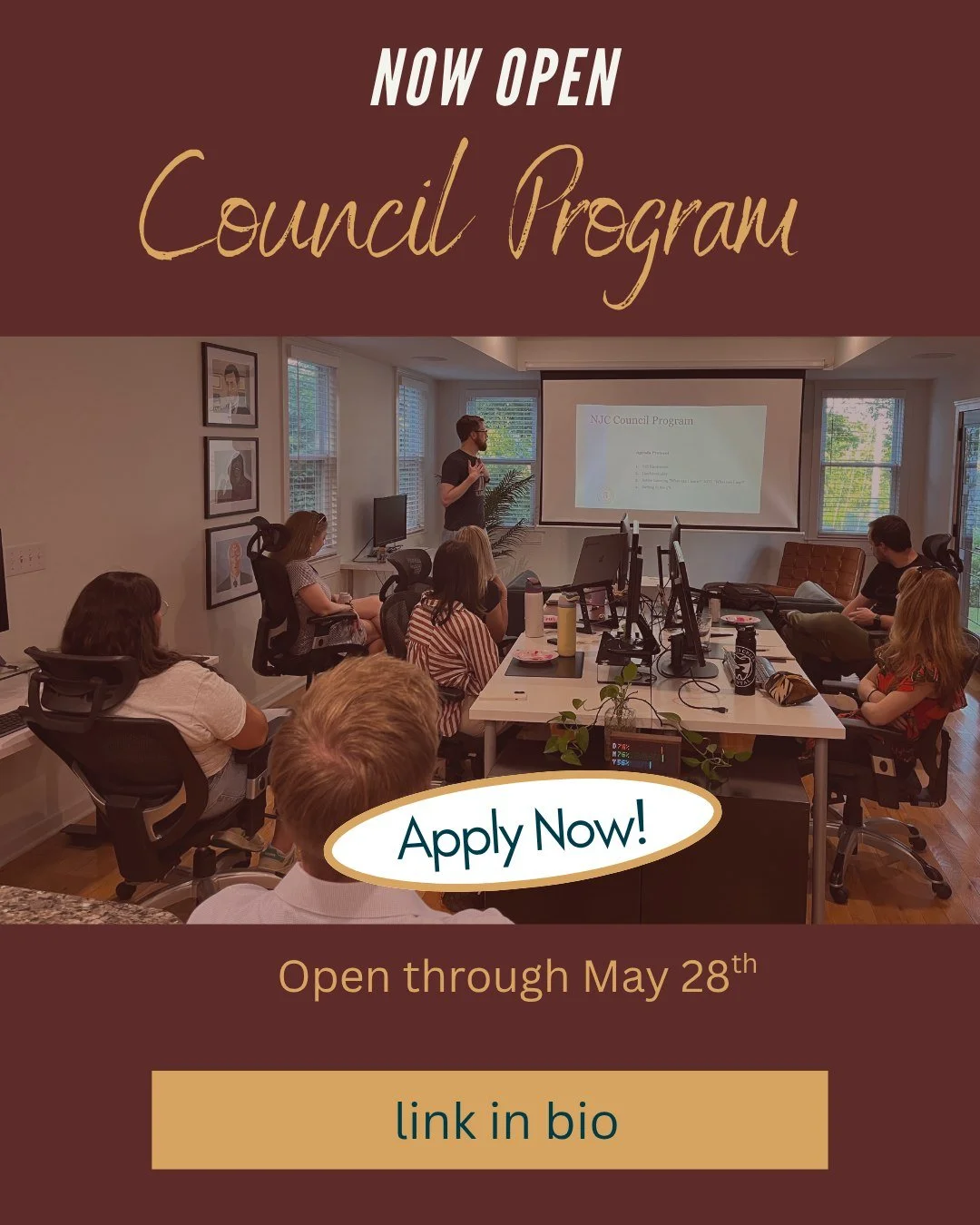 Council Applications Are Now Open! 🎉

*LINK IN BIO TO APPLY*
The Council Program is a small, intentional group of individuals who meet monthly to grow both personally and professionally. It&rsquo;s a unique opportunity to build meaningful connection