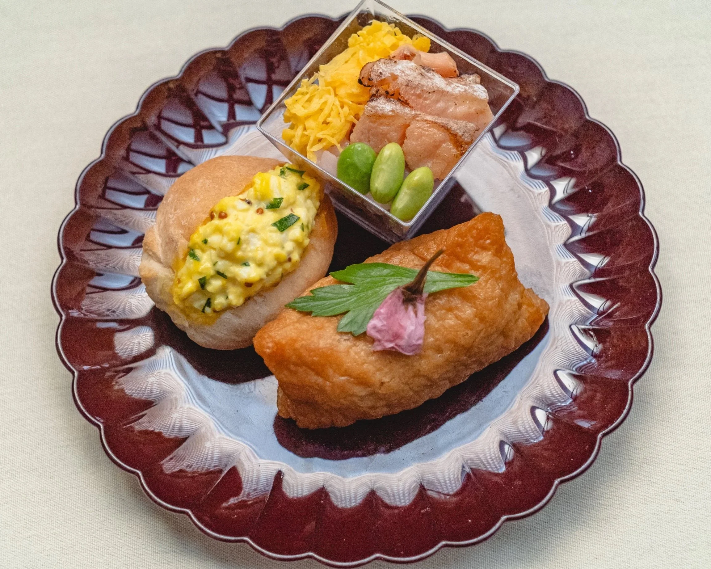 Egg Sandwich, Salmon Rice, Inari