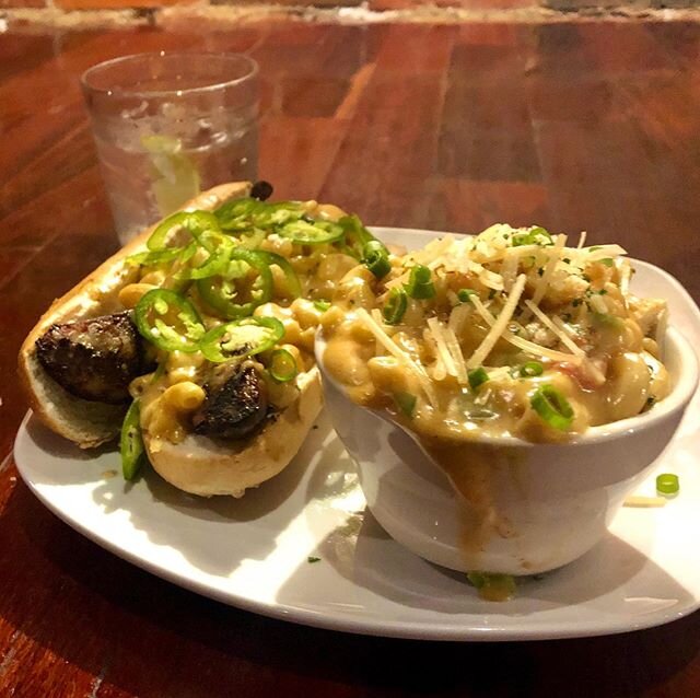 How to order like a champ... jalape&ntilde;o Mac brat, side of Mac, vodka soda for balance. Sorry for teasing... we will be back soon!