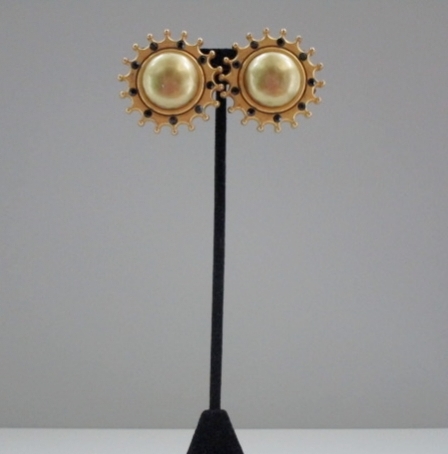 Signed Karl Lagerfeld Sun Burst Clip On Earrings