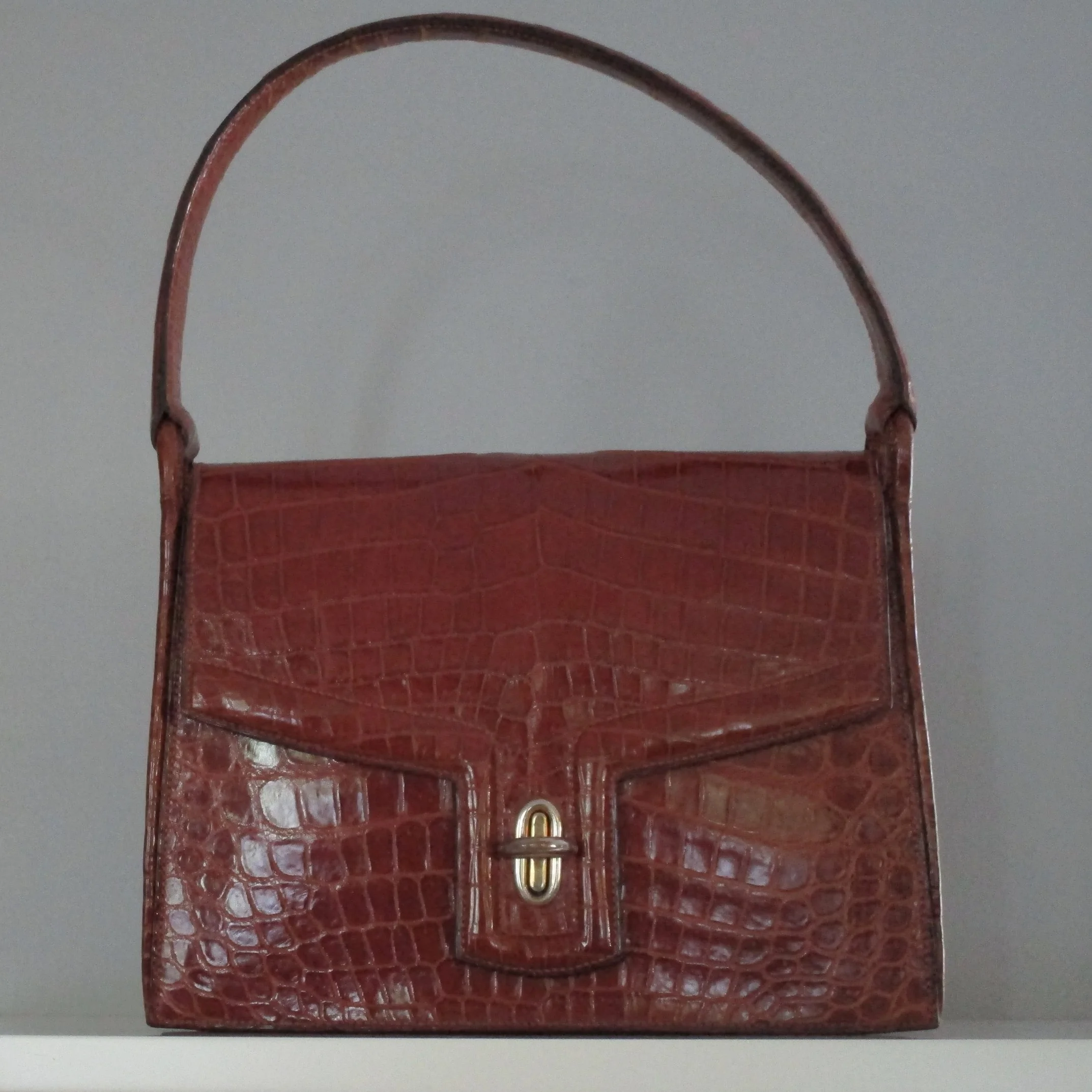Hermes Vintage Alligator Shoulder Bag Circa 1950's