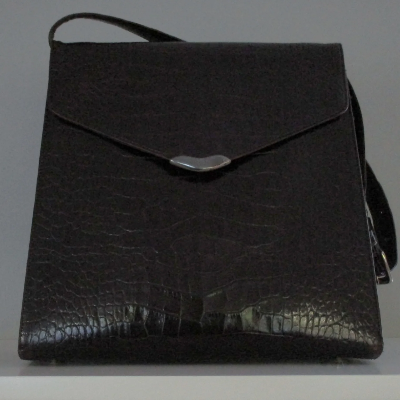  SOLD-Ralph Lauren Alligator Shoulder Bag w/ Ster. Silver Thumb Protector