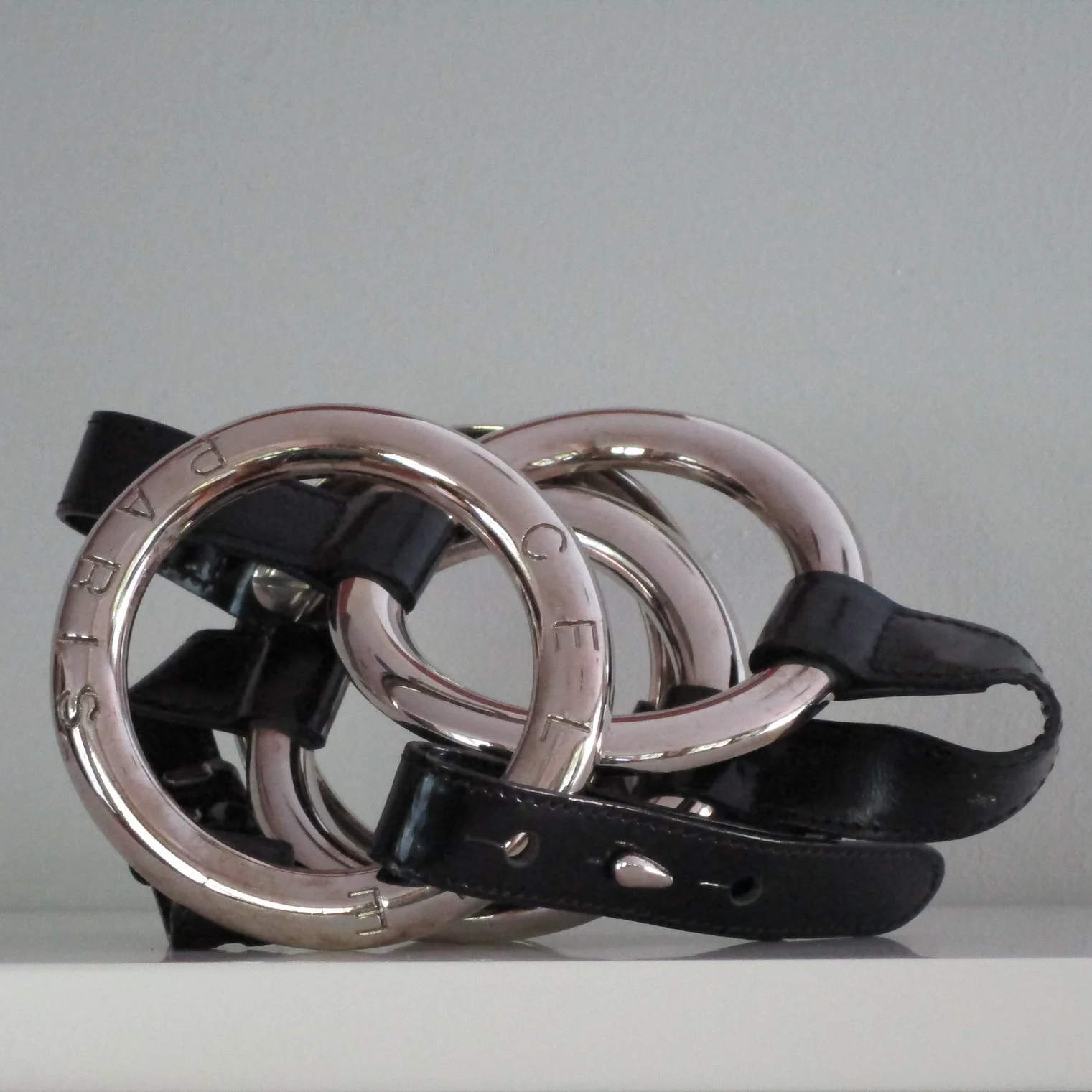SOLD-Celine Belt - Rings w/ Black Leather Straps