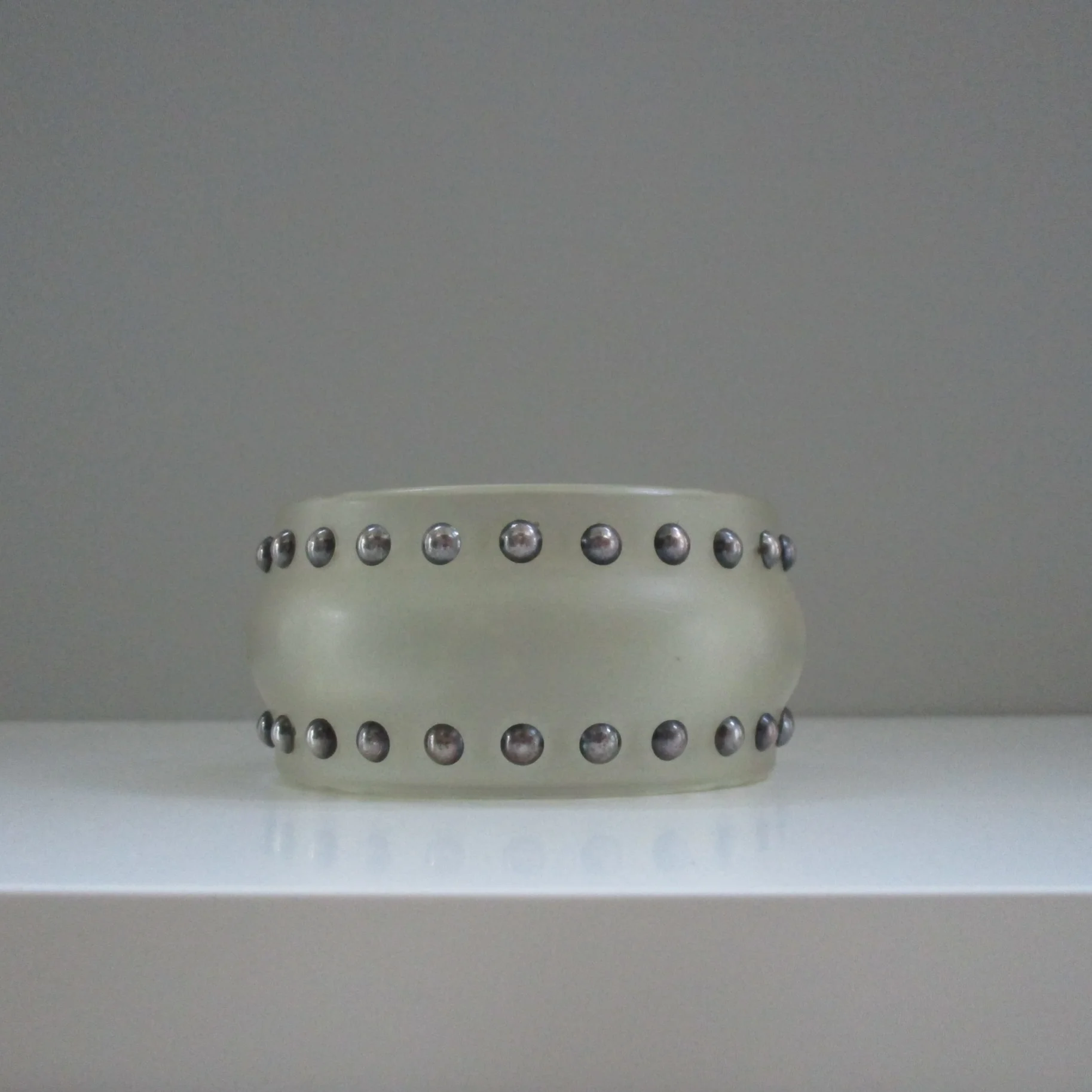 SOLD-Cloudy Lucite Bangle w/ Sterling Studs