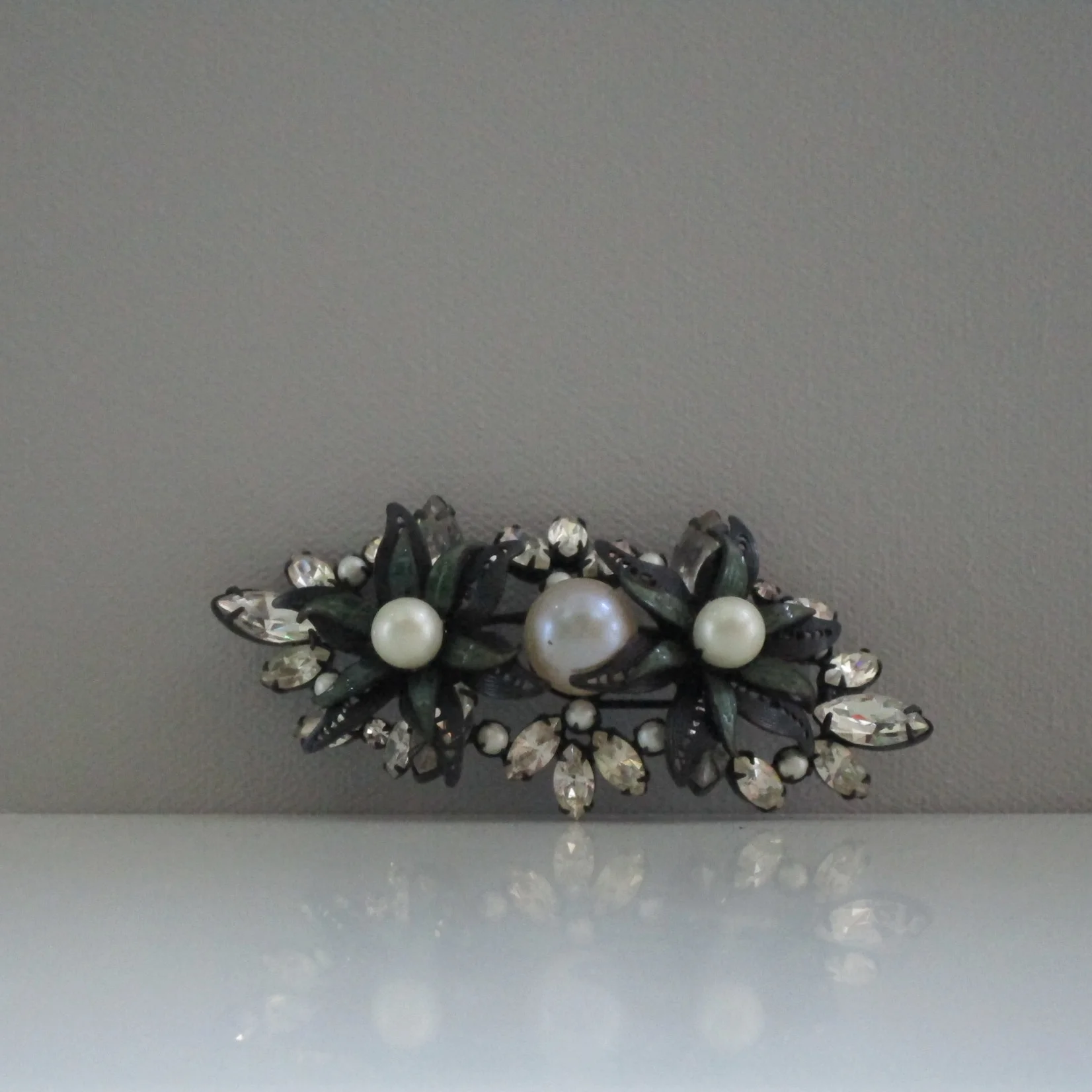 SOLD-Vintage Prototype Rhinestone & Faux Pearl