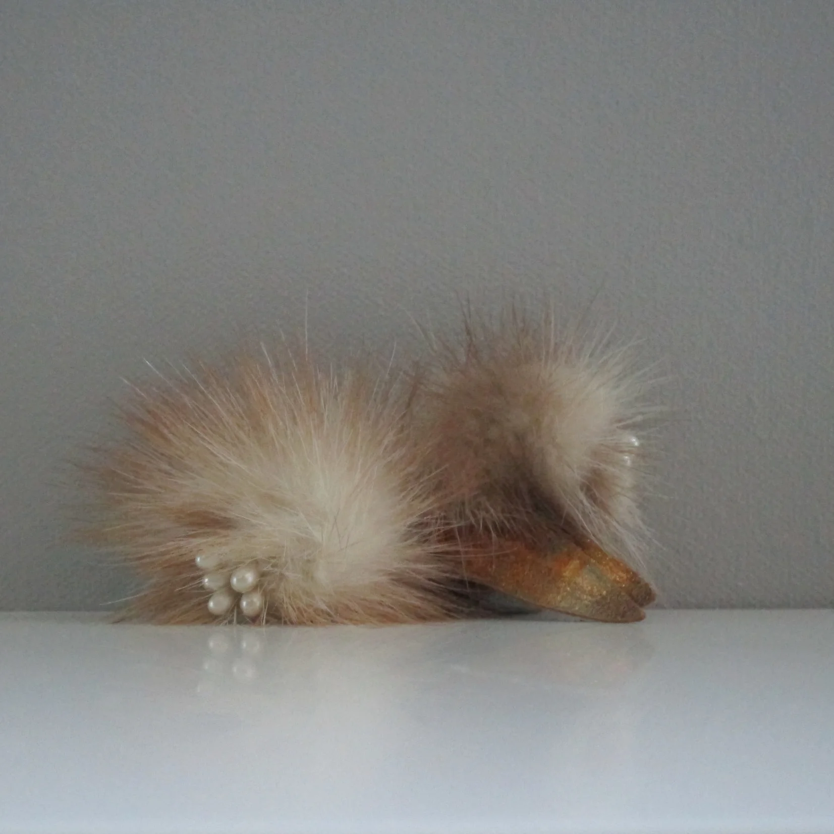 SOLD-Vintage Mink Balls w/ Faux Pearl Clusters Brooche