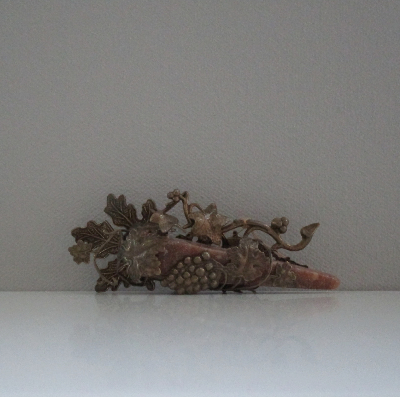 Vintage Cluster Stone  Metal Vine and Grapes