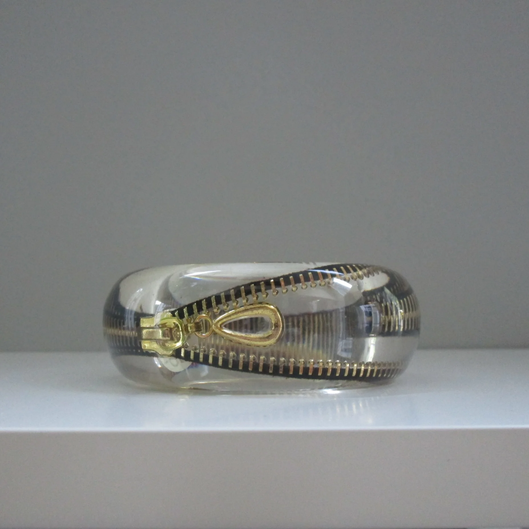 SOLD-Vintage Lucite Bangle w/ Enclosed Zipper 
