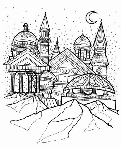 Jasmin Pannu Castle Colouring Page for Adults Toronto Art Activity.jpg