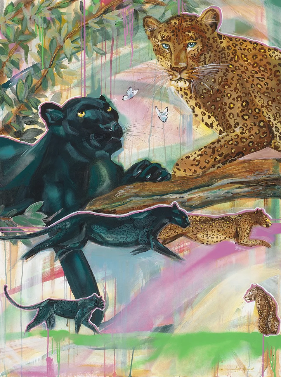 Acrylic Painting vibrant animal painting Toronto gallery Jasmin Pannu Art Studio