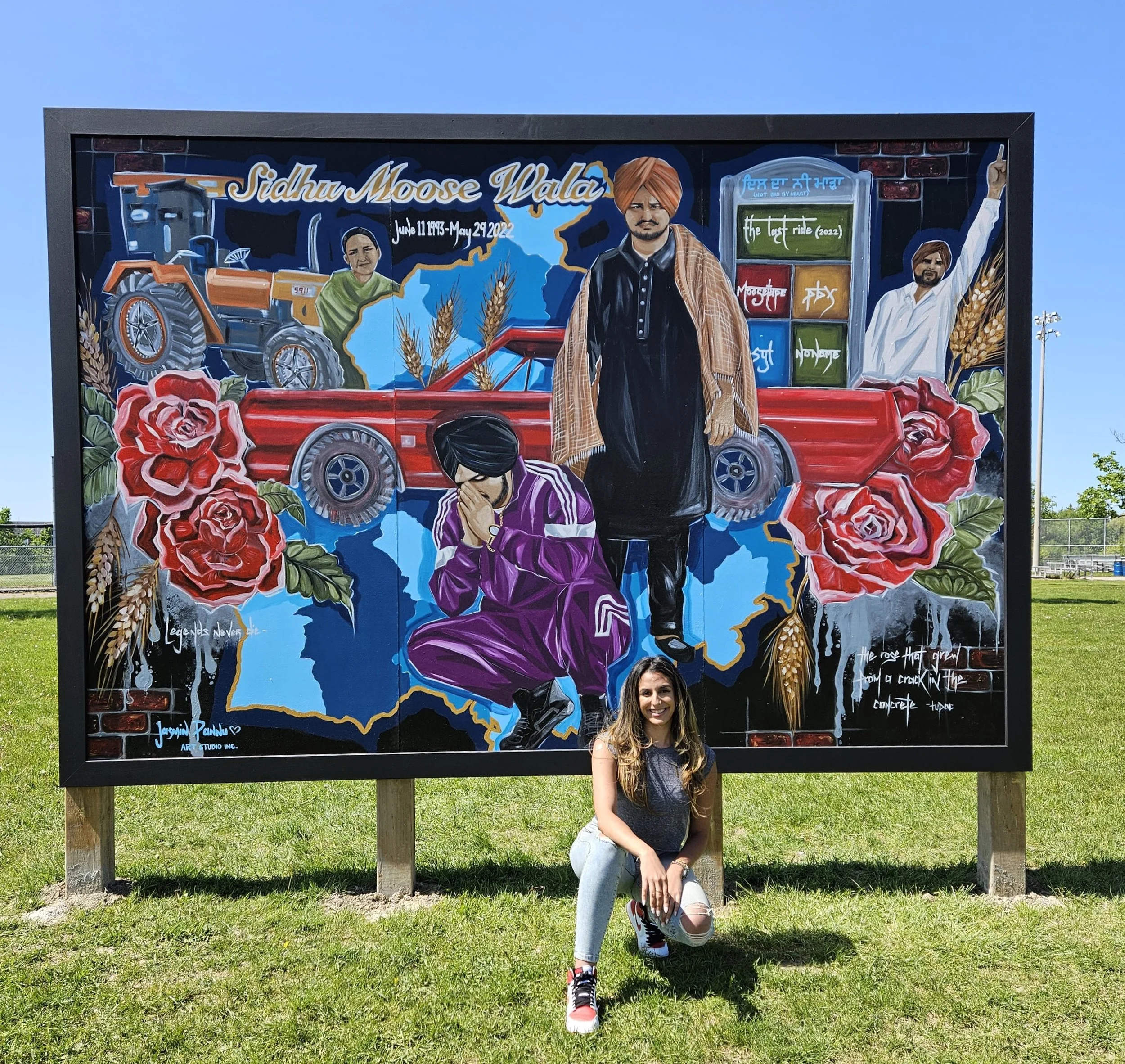 Punjabi artist sidhu moose wala tribute mural in Brampton painted by artist Jasmin Pannu