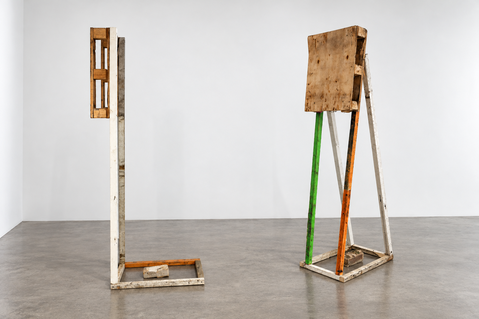 Paired timber structures in a white gallery-1.png