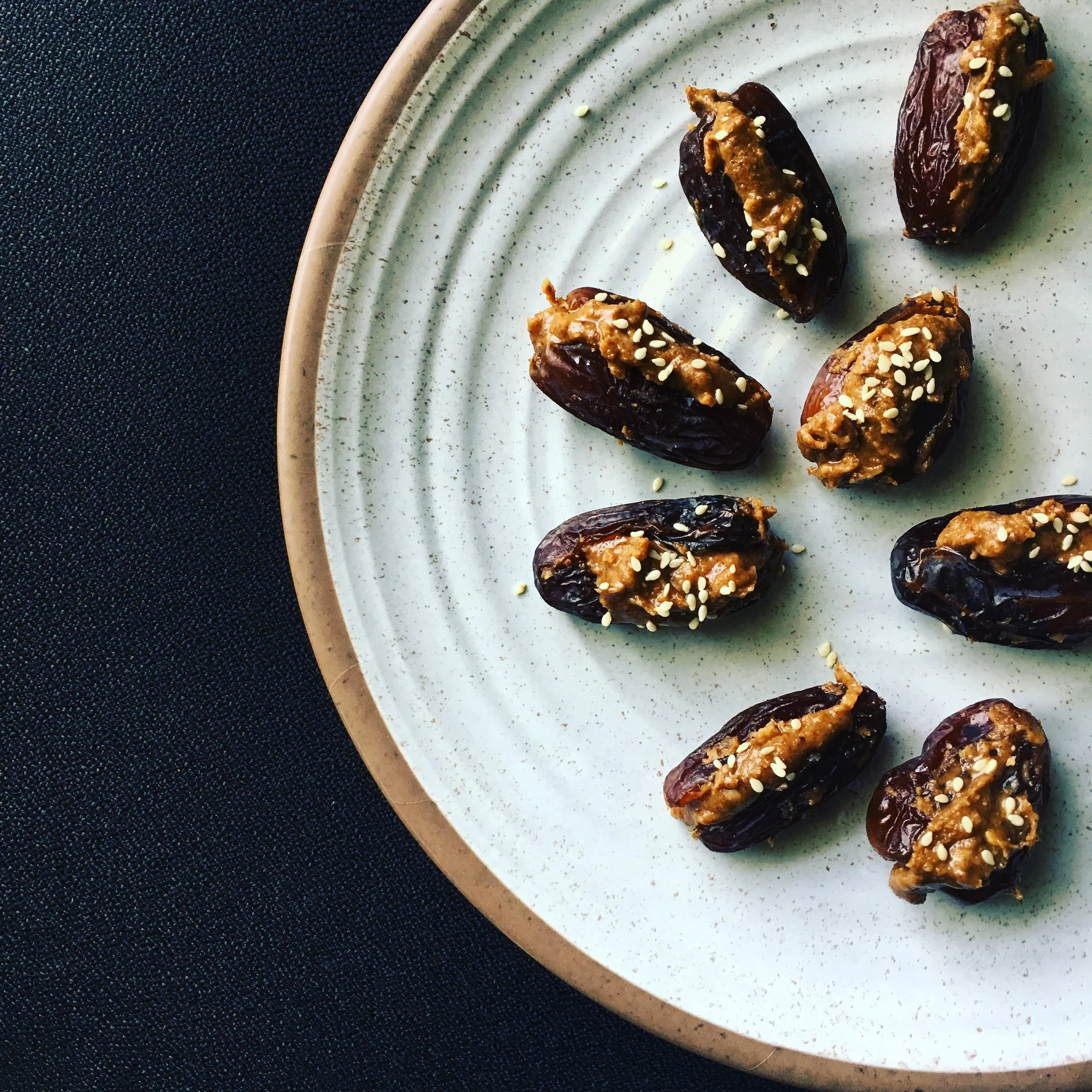 Coconut Tahini Stuffed Dates