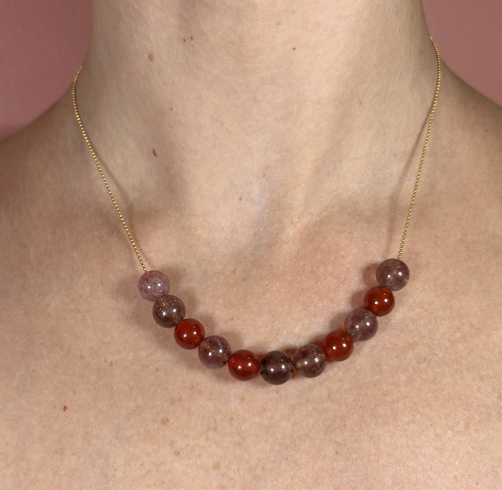 Studio Avdel Ida Necklace in Strawberry Quartz and Carnelian Sasha Dubodel 3.png