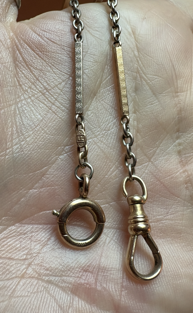 Antique Art Deco Engraved Gold Watch Chain 4.png