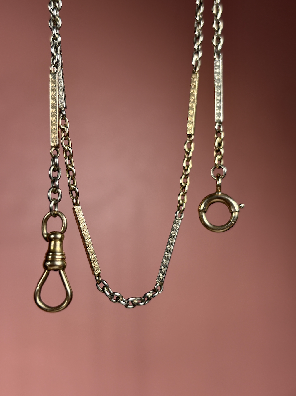 Antique Art Deco Engraved Gold Watch Chain 1.png