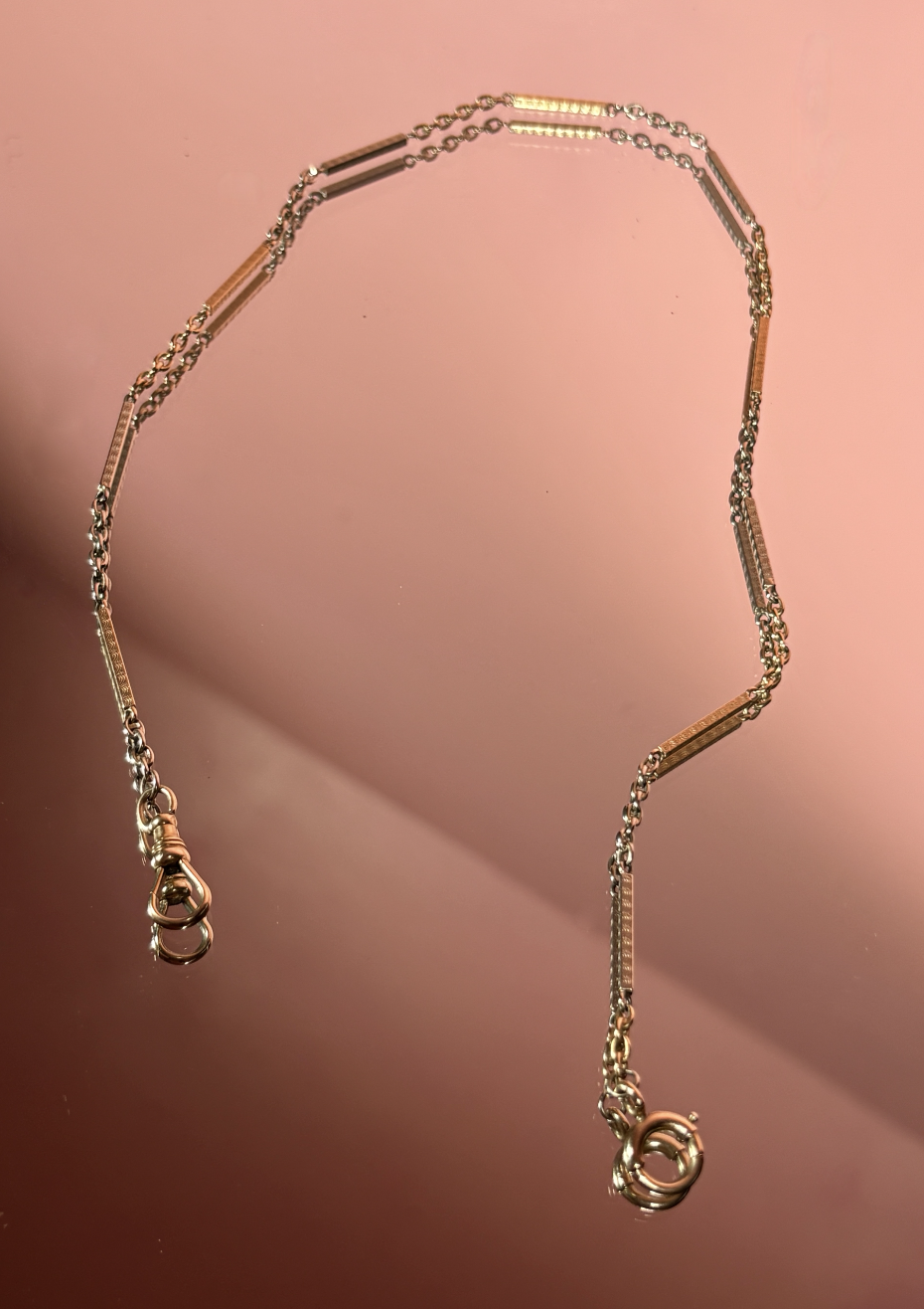 Antique Art Deco Engraved Gold Watch Chain 6.png
