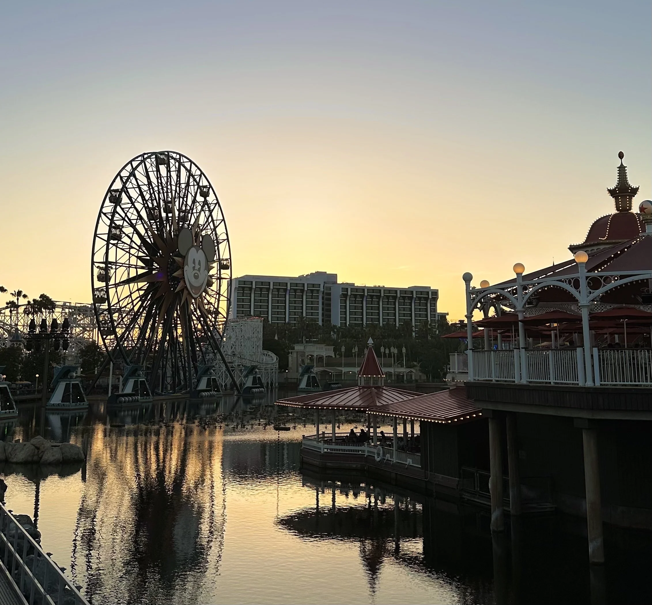 Pixar Pier at sunset