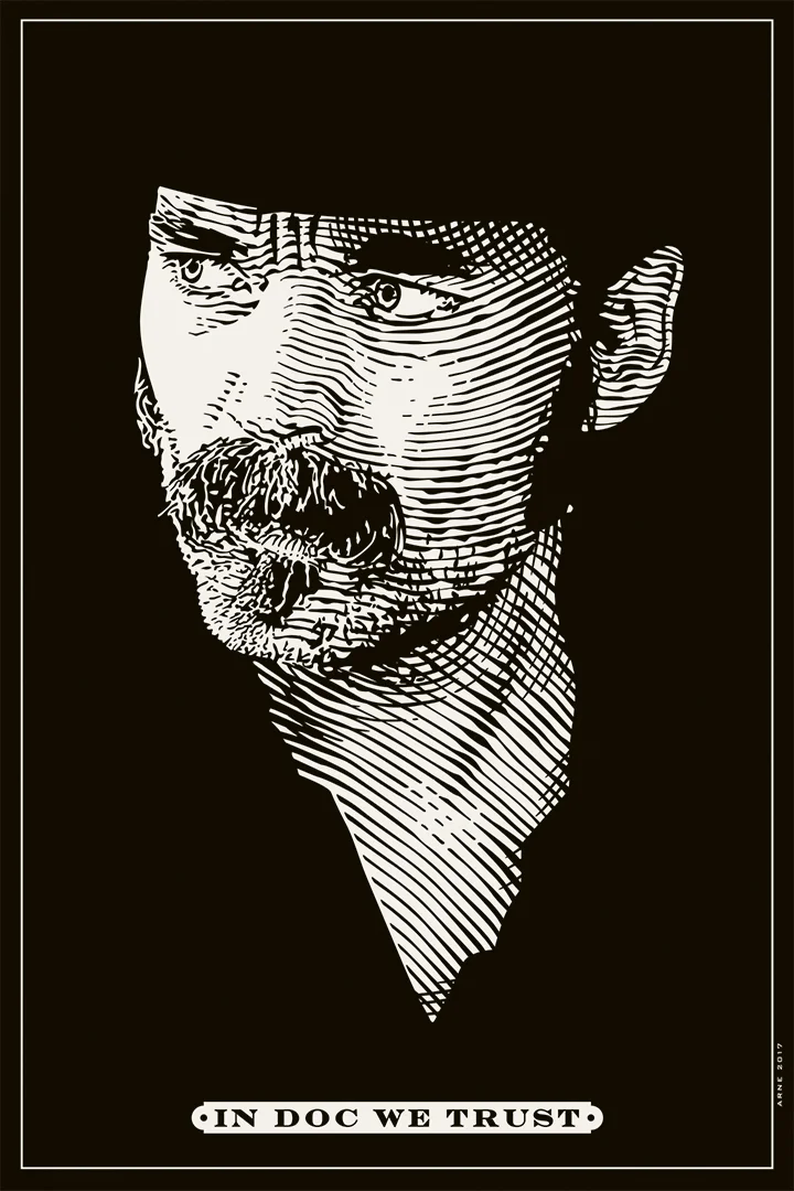 I thought Doc Holliday (from TV show, Wynonna Earp) would be a good subject to try out a vintage etching look using Adobe Illustrator.